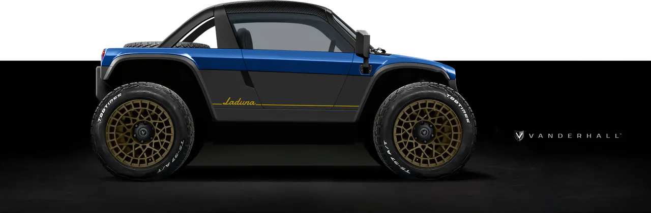Laduna concept side profile on a black studio field
